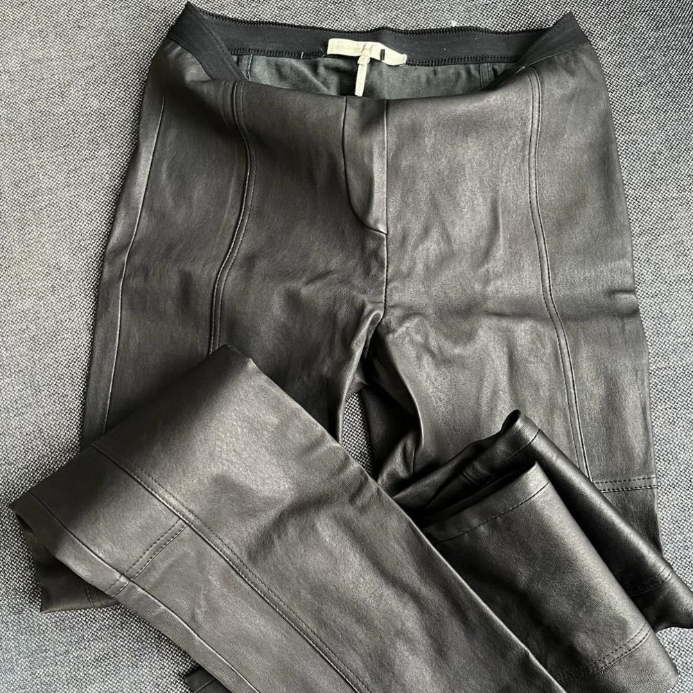 Halston Heritage Genuine Leather Skinny Leg Pants / Leggings